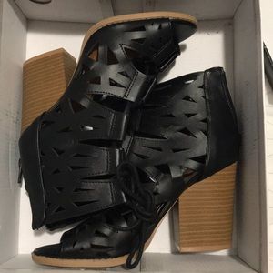 Black caged booties